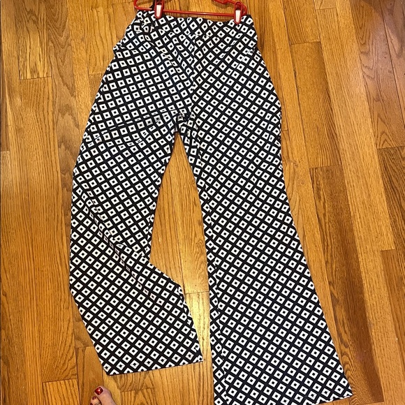 Commense Pants - Commense Geometric Black and White Wide Leg Pants